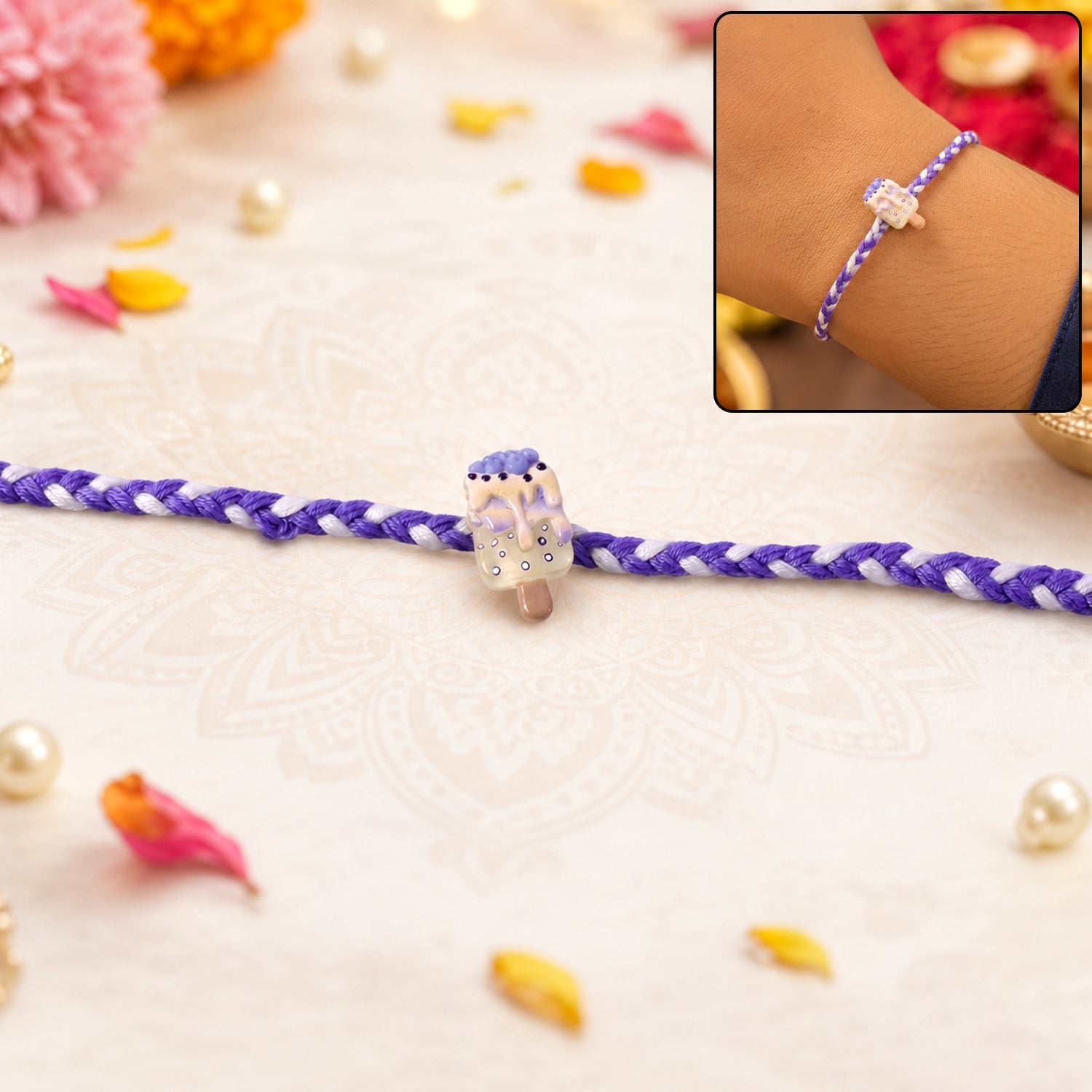 ALVENZA Ice Cream Fancy Dori Rakhi - Stylish & Comfortable for Bhai