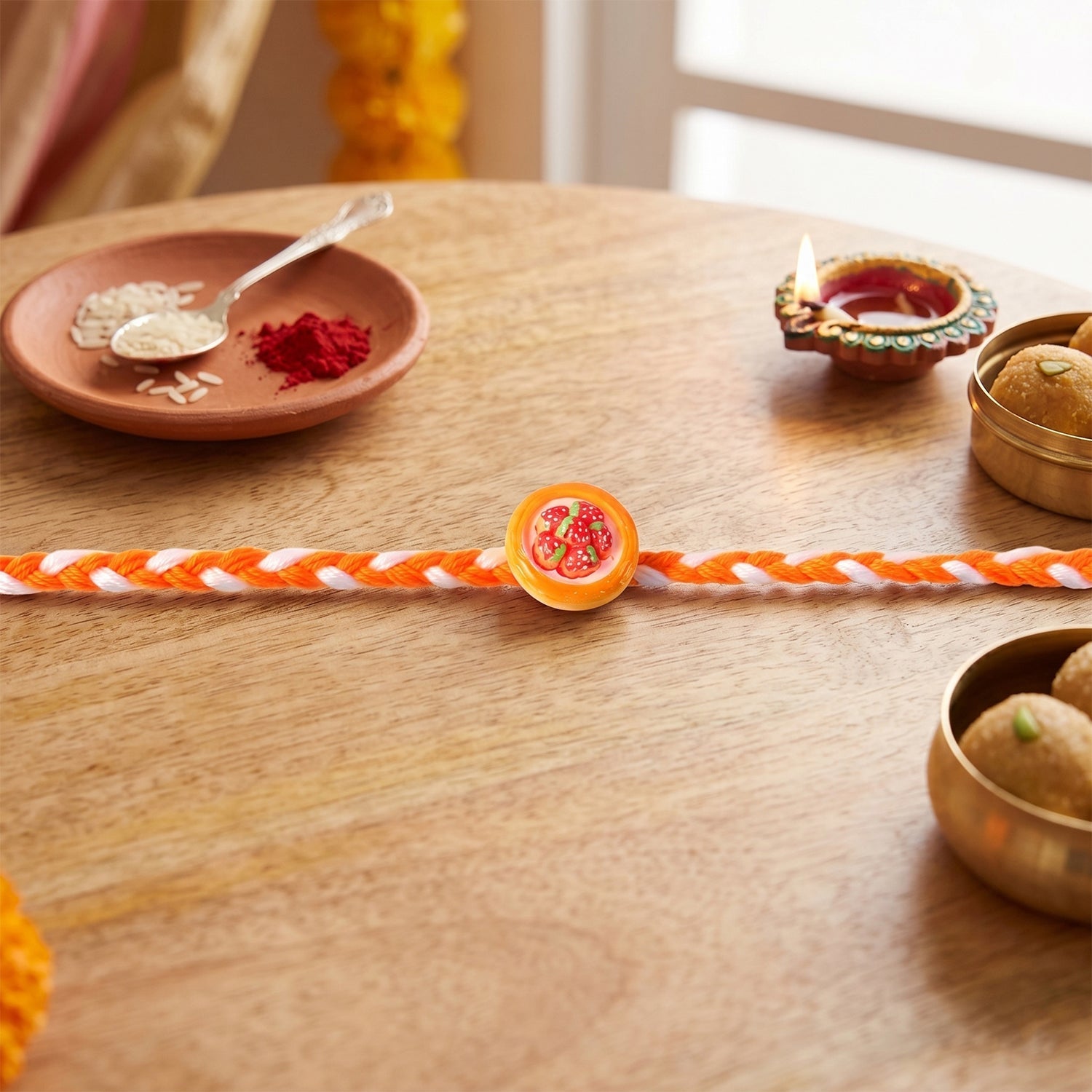 ALVENZA Strawberry Dori Rakhi - Stylish & Lightweight for Brother