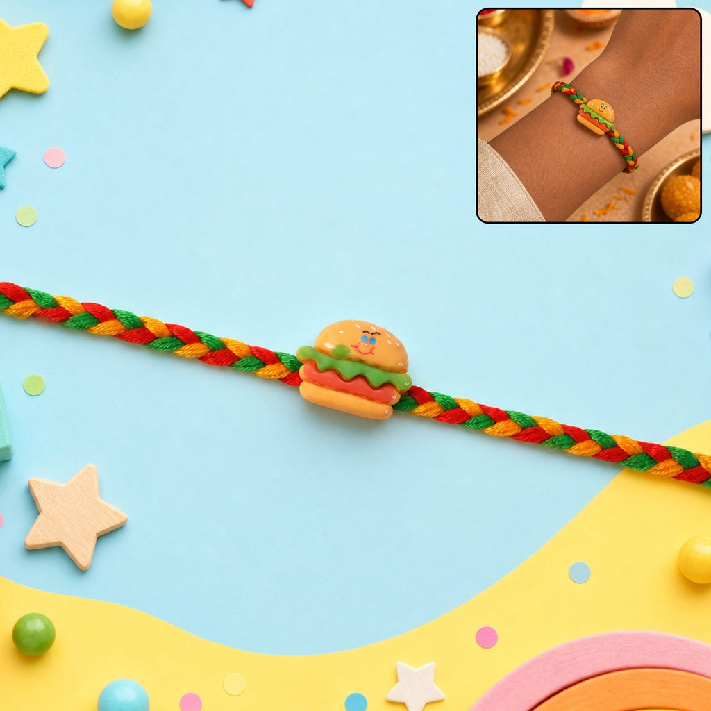 ALVENZA Burger Charm Rakhi - Unique & Playful Dori for Brothers