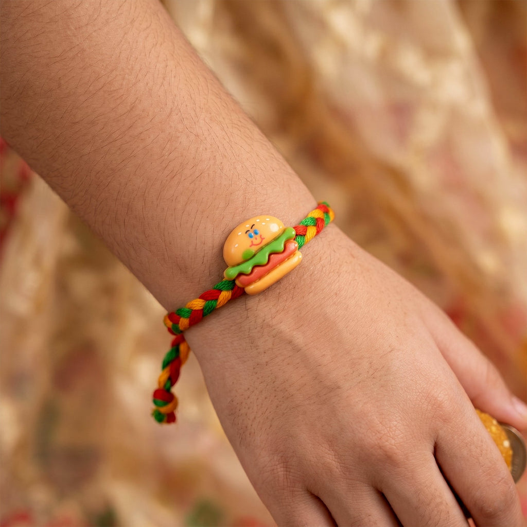 ALVENZA Burger Charm Rakhi - Unique & Playful Dori for Brothers