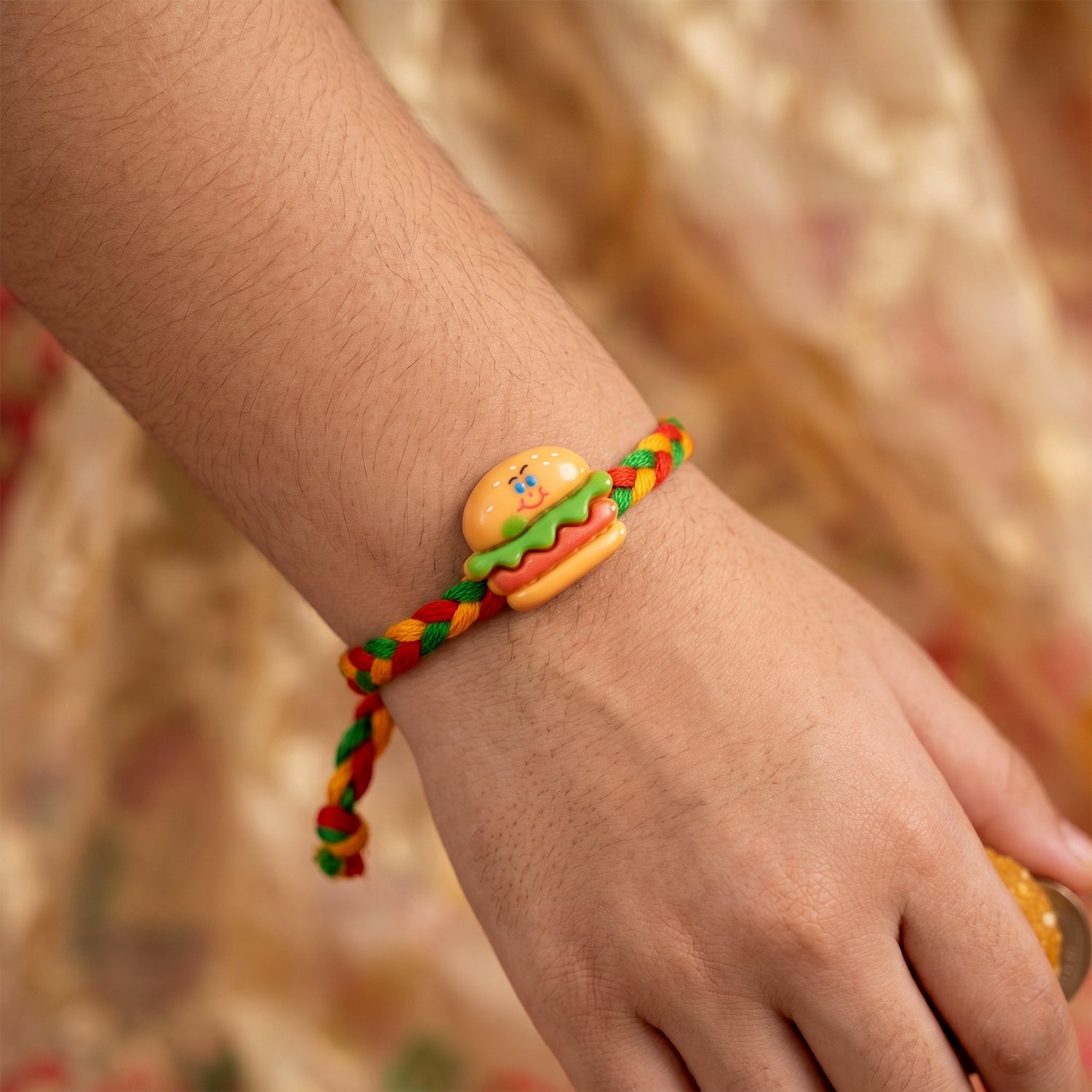ALVENZA Burger Charm Rakhi - Unique & Playful Dori for Brothers