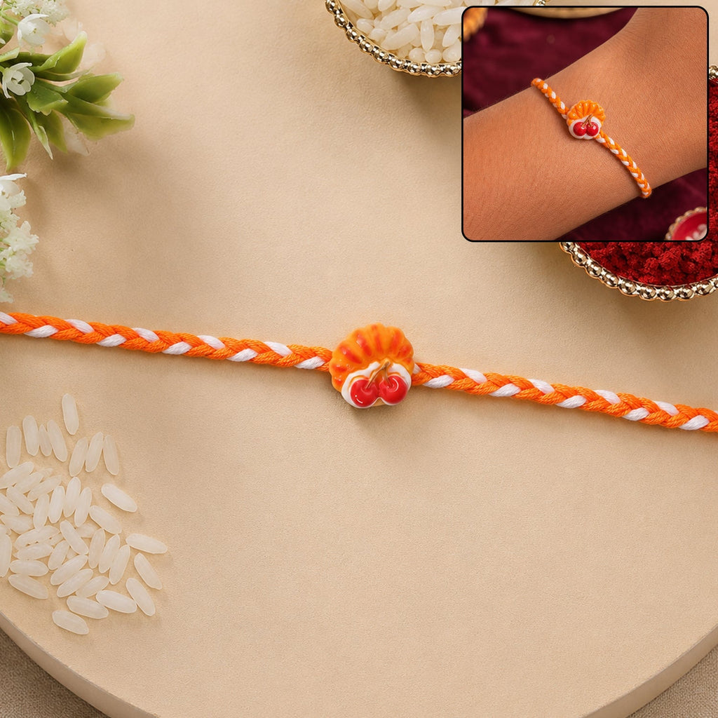 ALVENZA Rakhi for Brother - Unique Cherry Pastry Charm Design