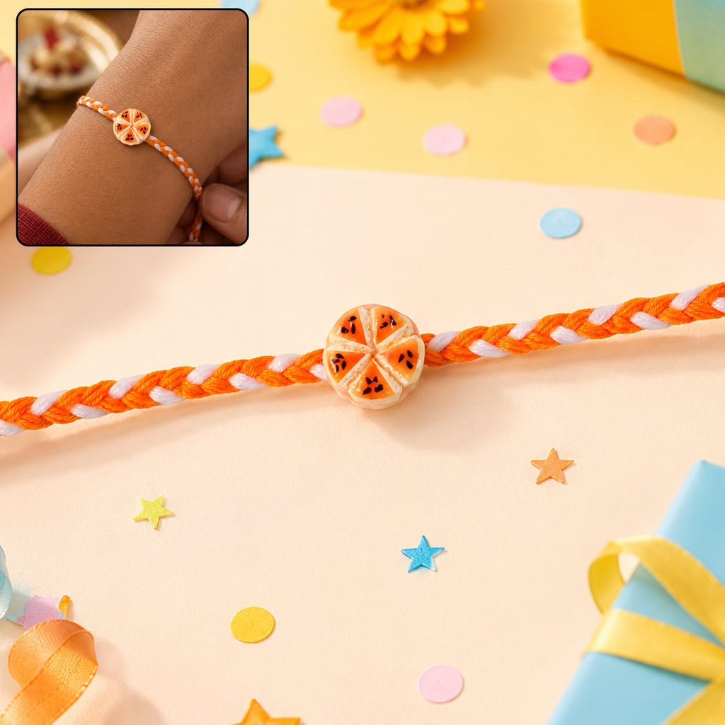 ALVENZA Orange Slice Charm Rakhi - Stylish & Comfortable for Brothers