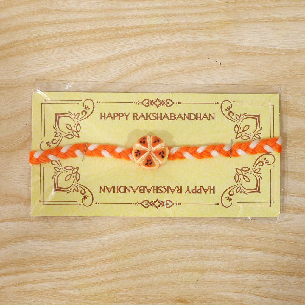 ALVENZA Orange Slice Charm Rakhi - Stylish & Comfortable for Brothers