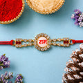 ALVENZA Ram Text Round Stone Studded Premium Designer Rakhi for Brother