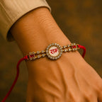 ALVENZA Ram Text Round Stone Studded Premium Designer Rakhi for Brother