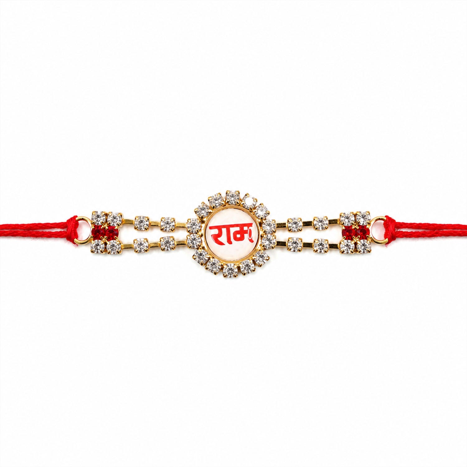 ALVENZA Ram Text Round Stone Studded Premium Designer Rakhi for Brother