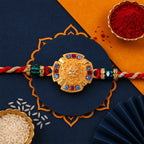 ALVENZA Round Floral Medallion Premium Beaded Designer Rakhi for Brother