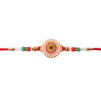 ALVENZA Round Floral Stone Studded Premium Designer Rakhi for Brother