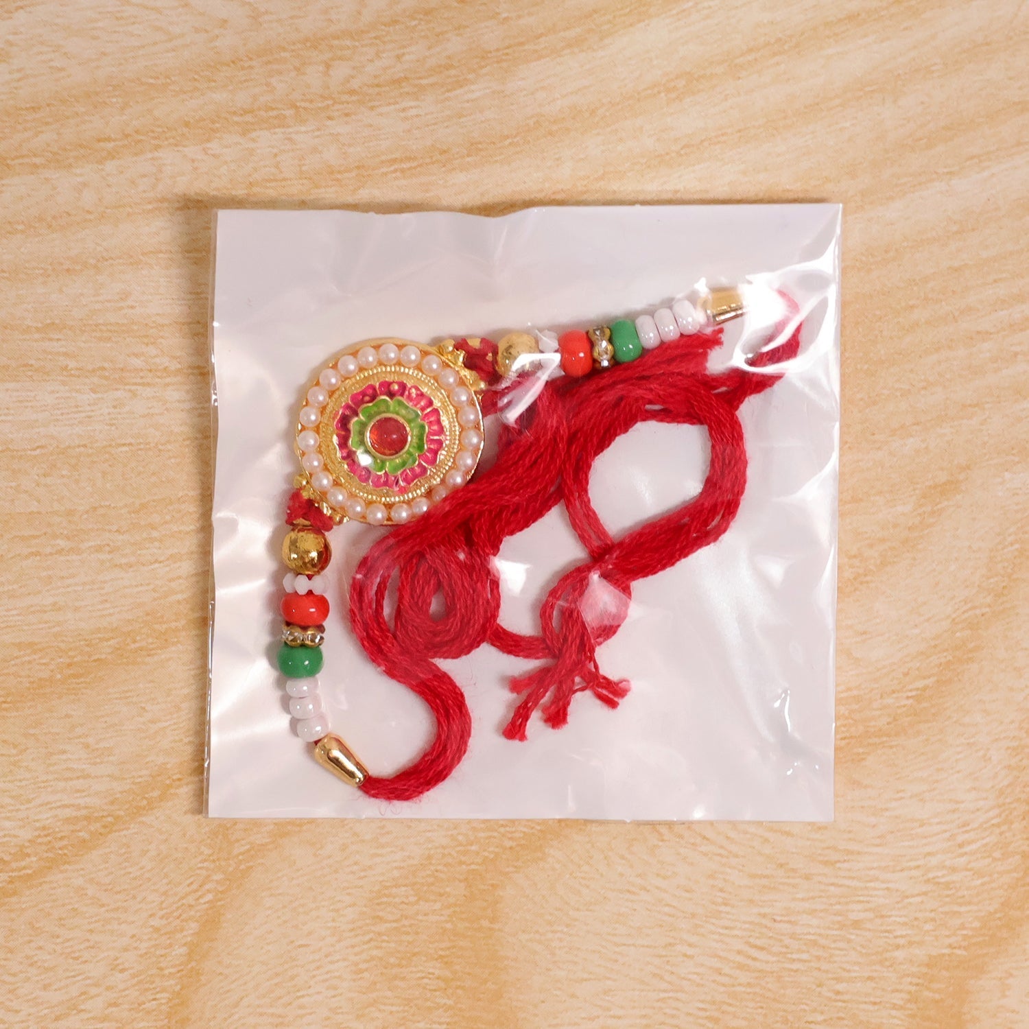 ALVENZA Round Floral Stone Studded Premium Designer Rakhi for Brother