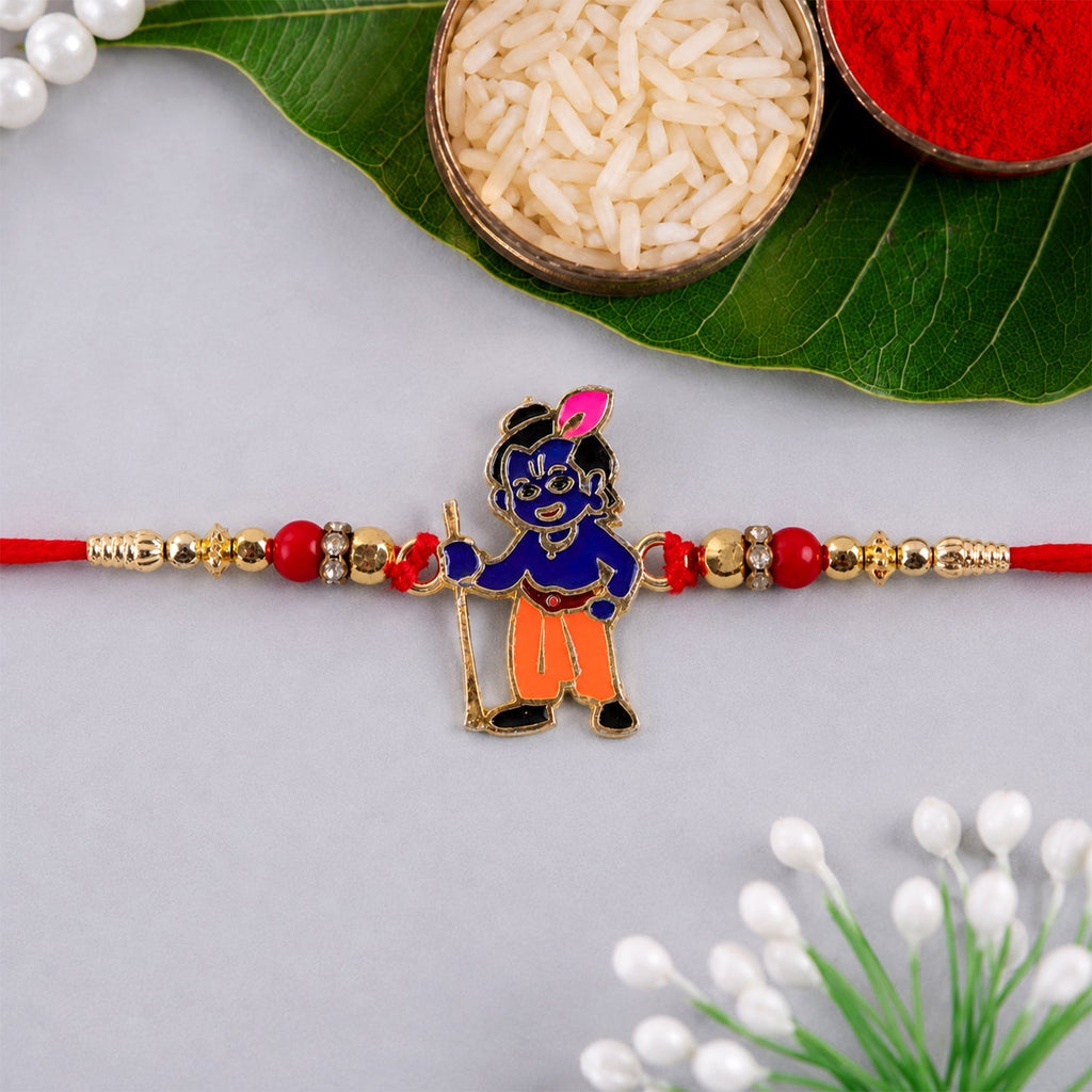 ALVENZA Krishna Character Premium Beaded Traditional Rakhi for Brother