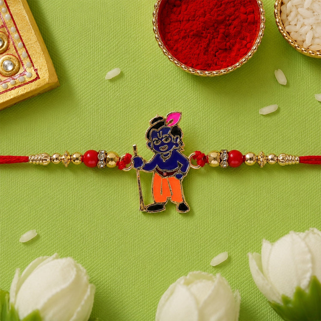 ALVENZA Krishna Character Premium Beaded Traditional Rakhi for Brother