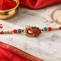 ALVENZA Peacock Paisley Stone Studded Premium Designer Rakhi for Brother