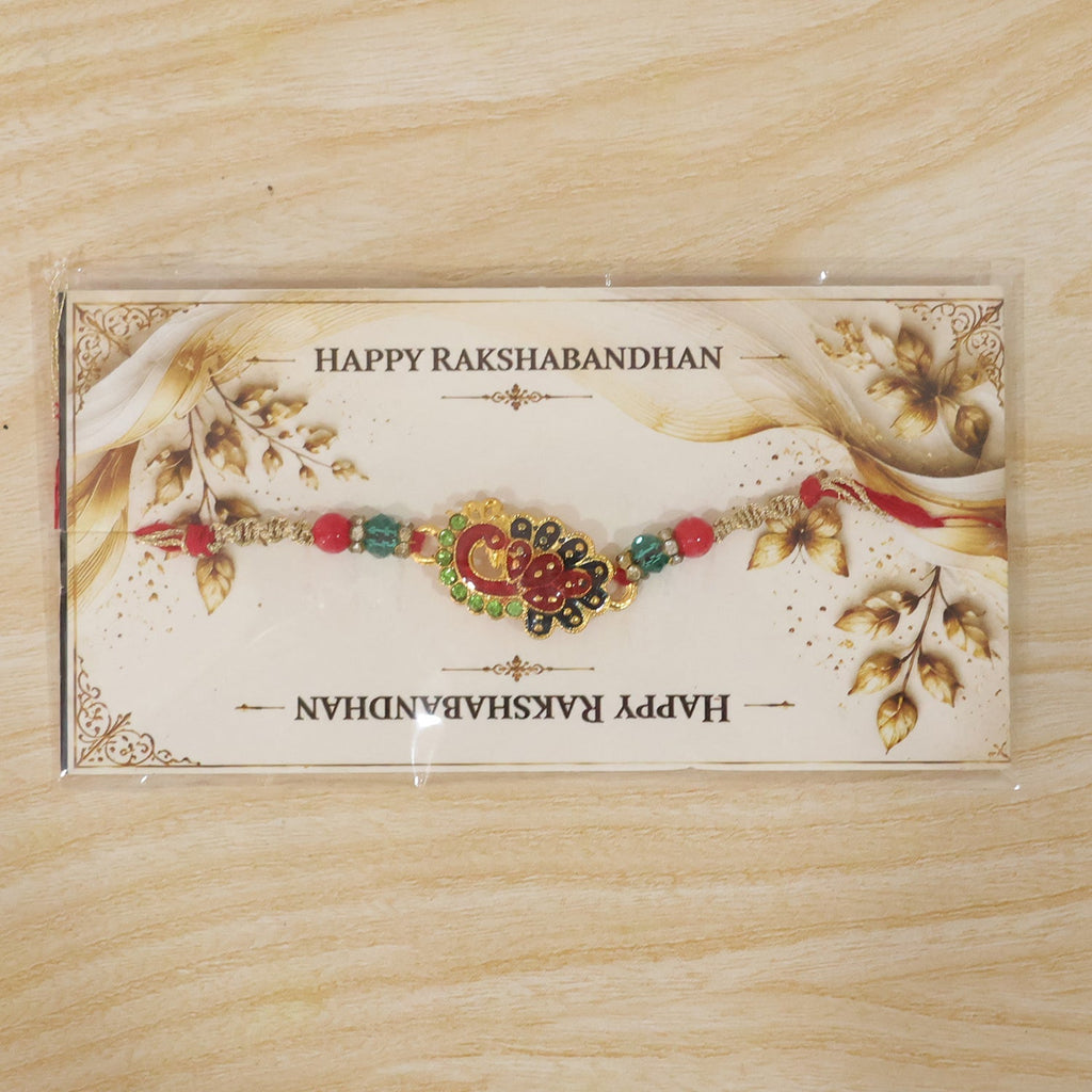 ALVENZA Peacock Paisley Stone Studded Premium Designer Rakhi for Brother