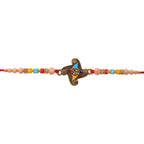 ALVENZA Golden Antique Meenakari Rakhi with Stones & Pearls - Rakhi for Brother
