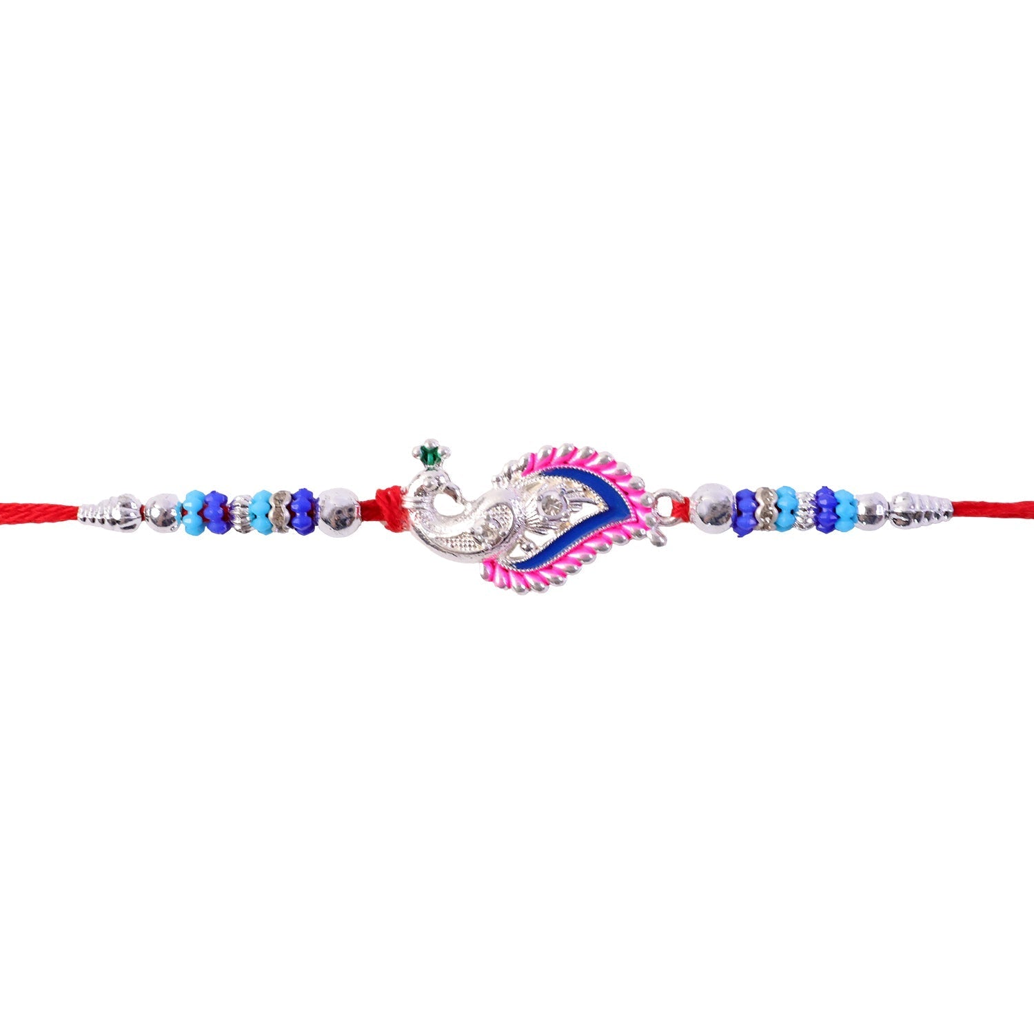 ALVENZA Peacock Curve Stone Studded Premium Designer Rakhi for Brother
