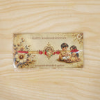 ALVENZA Golden Swastik Motif Rakhi with Enamel & Beadwork - Rakhi for Brother