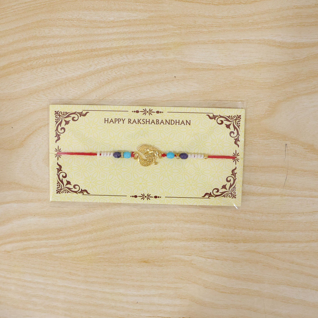 ALVENZA Om Symbol Beaded Traditional Premium Designer Rakhi for Brother