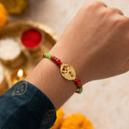 ALVENZA Om Symbol Round Beaded Traditional Designer Rakhi for Brother