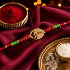 ALVENZA Om Symbol Round Beaded Traditional Designer Rakhi for Brother