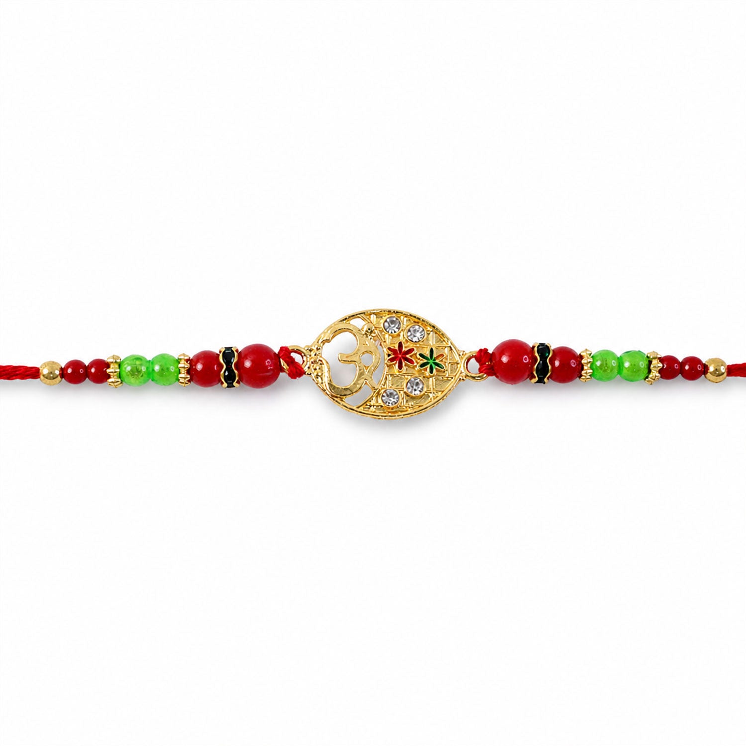 ALVENZA Om Symbol Round Beaded Traditional Designer Rakhi for Brother