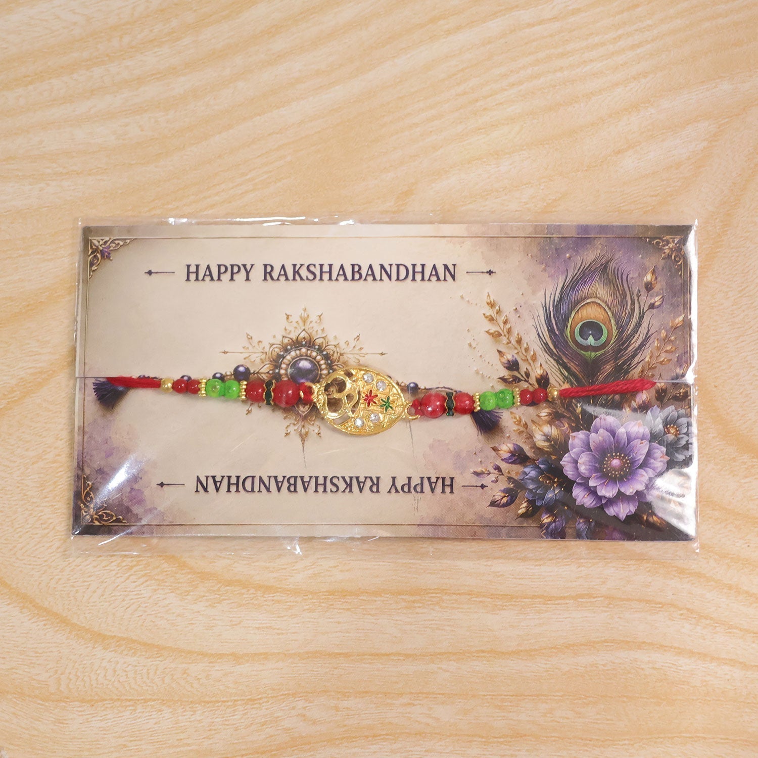 ALVENZA Om Symbol Round Beaded Traditional Designer Rakhi for Brother