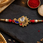 ALVENZA Peacock Feather Stone Studded Premium Designer Rakhi for Brother