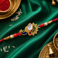 ALVENZA Peacock Feather Stone Studded Premium Designer Rakhi for Brother
