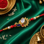 ALVENZA Peacock Feather Stone Studded Premium Designer Rakhi for Brother