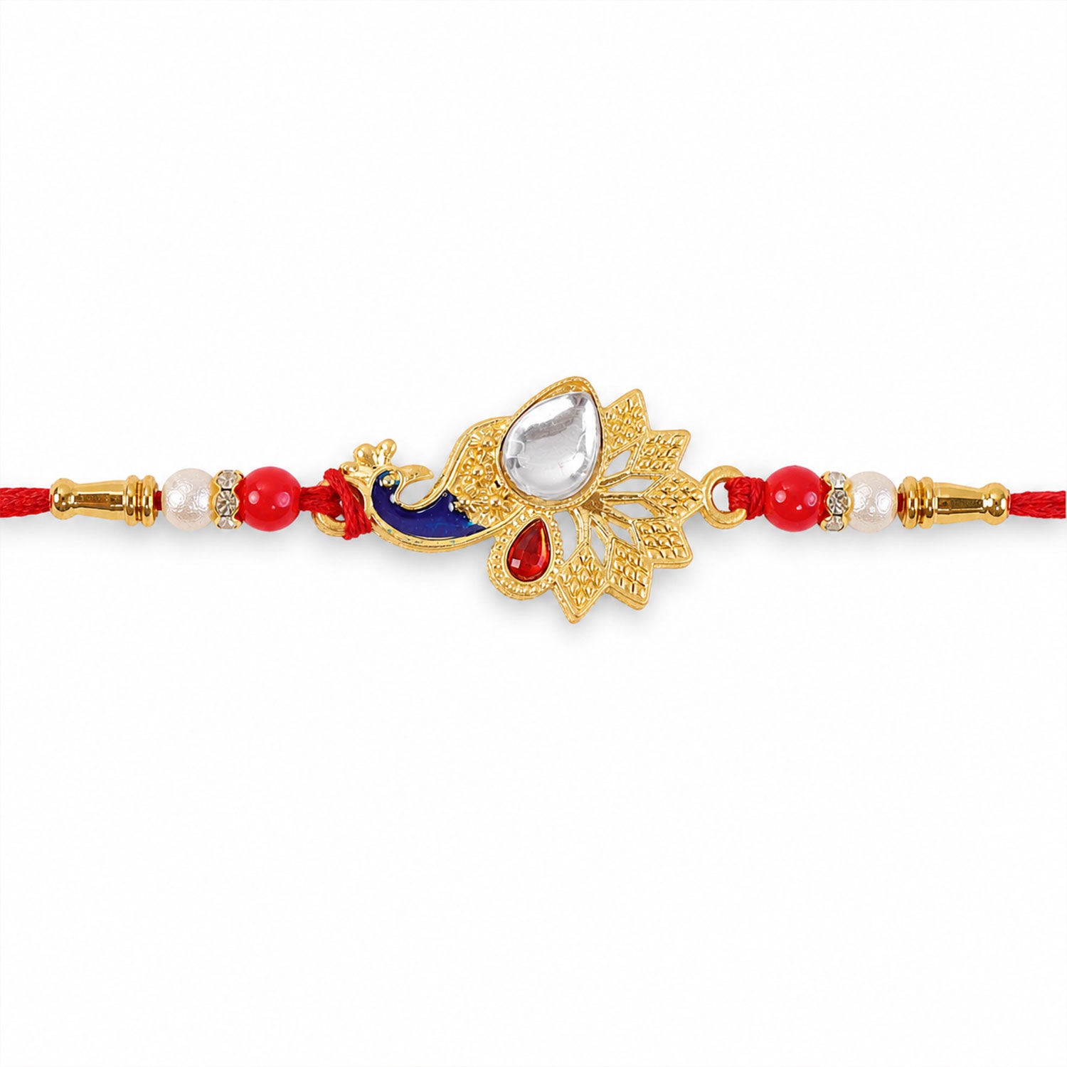 ALVENZA Peacock Feather Stone Studded Premium Designer Rakhi for Brother