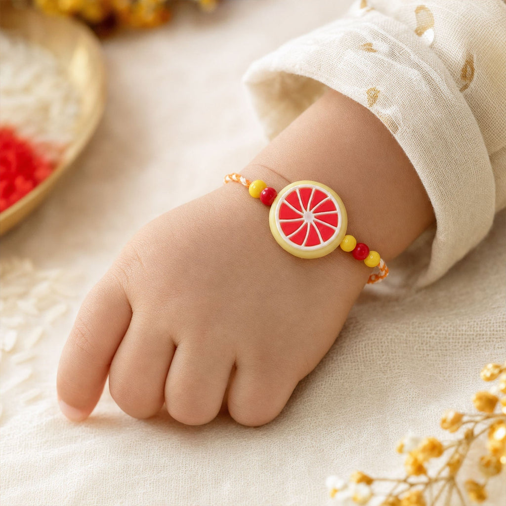 ALVENZA Fruit Slice Charm Kids Beaded Premium Designer Rakhi for Brother