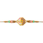 ALVENZA Golden Floral Meenakari Rakhi with Crystal & Beads - Rakhi for Brother
