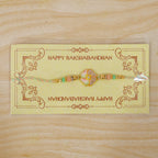 ALVENZA Golden Floral Meenakari Rakhi with Crystal & Beads - Rakhi for Brother