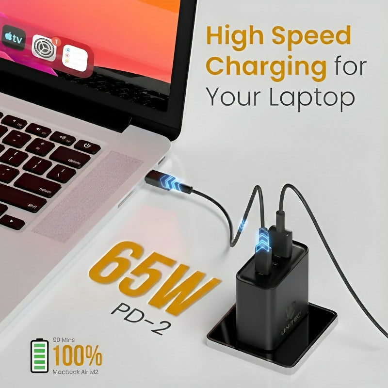 ALVENZA USB C Charger – Compact 65W Fast Charging for Laptops and Phones