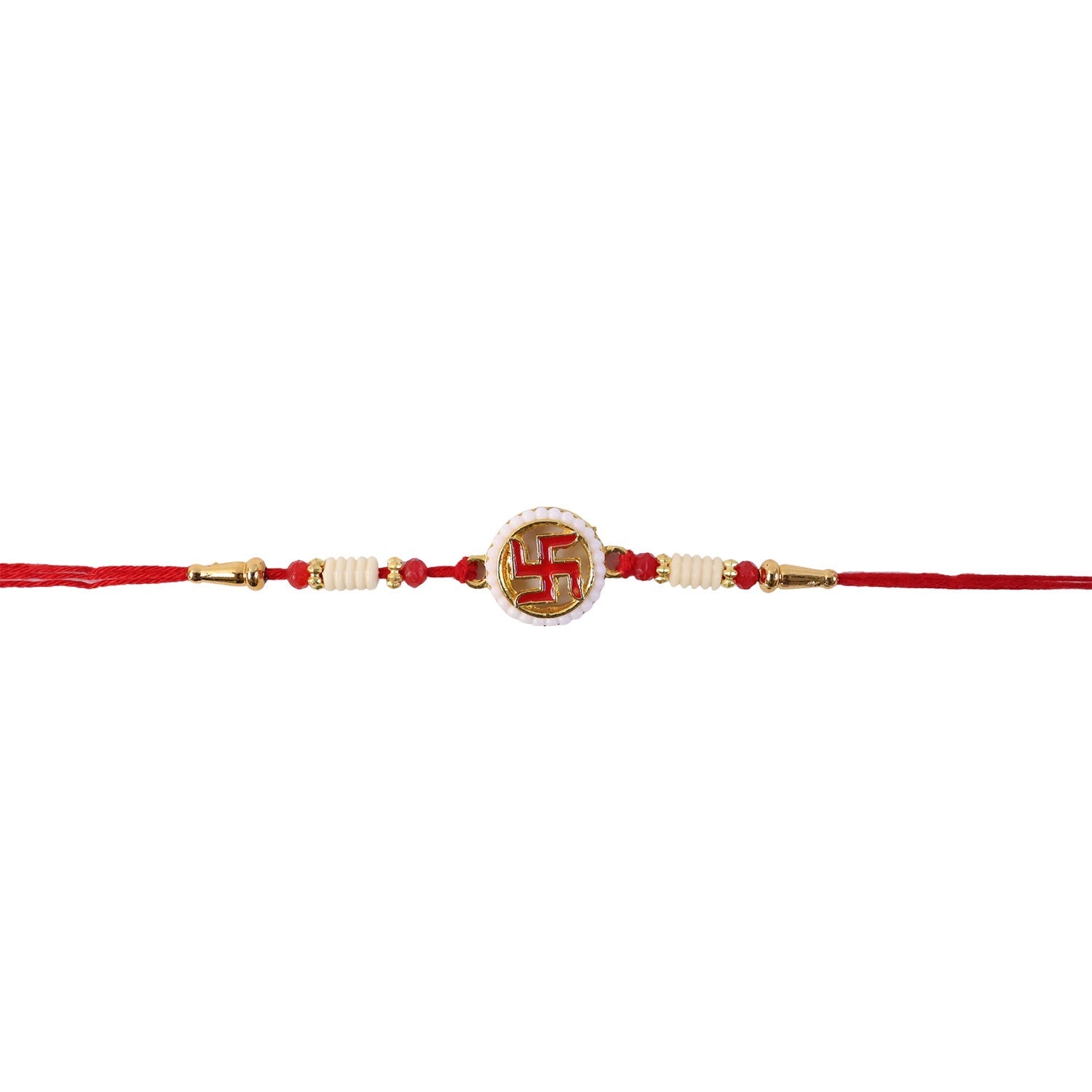 ALVENZA Swastik Pearl Frame Rakhi – Elegant and Traditional Tie for Brothers