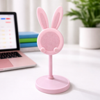 ALVENZA Adjustable Pink Bunny Ear Phone Stand – Cute & Stable Desk Accessory