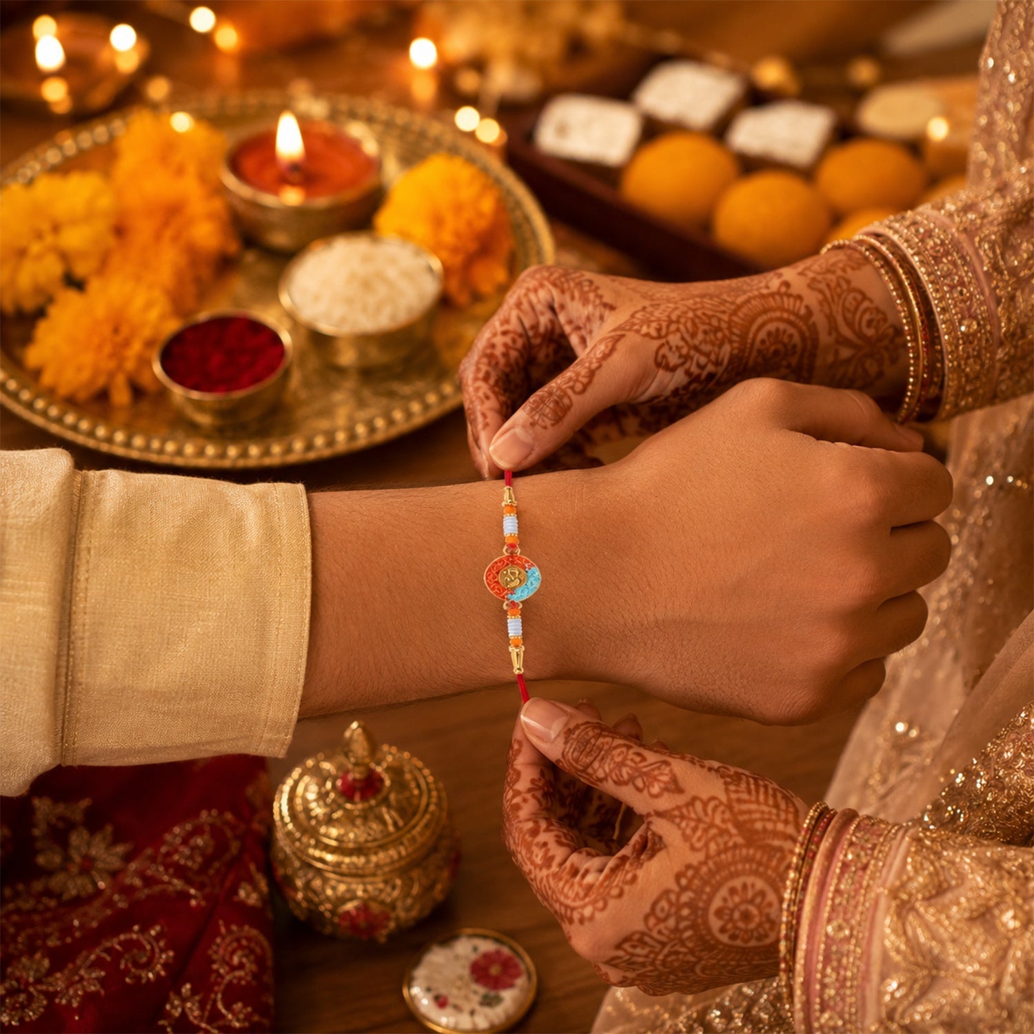 ALVENZA OM Symbol Rakhi – Traditional Style with Modern Elegance