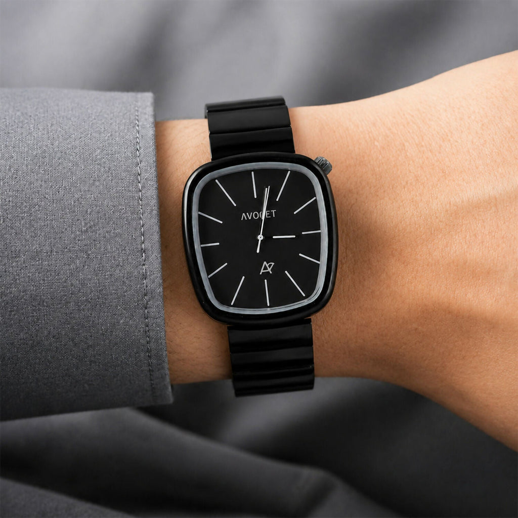 Minimal Black Luxury Square Dial Watch – Elegant Suitable for Any Occasion