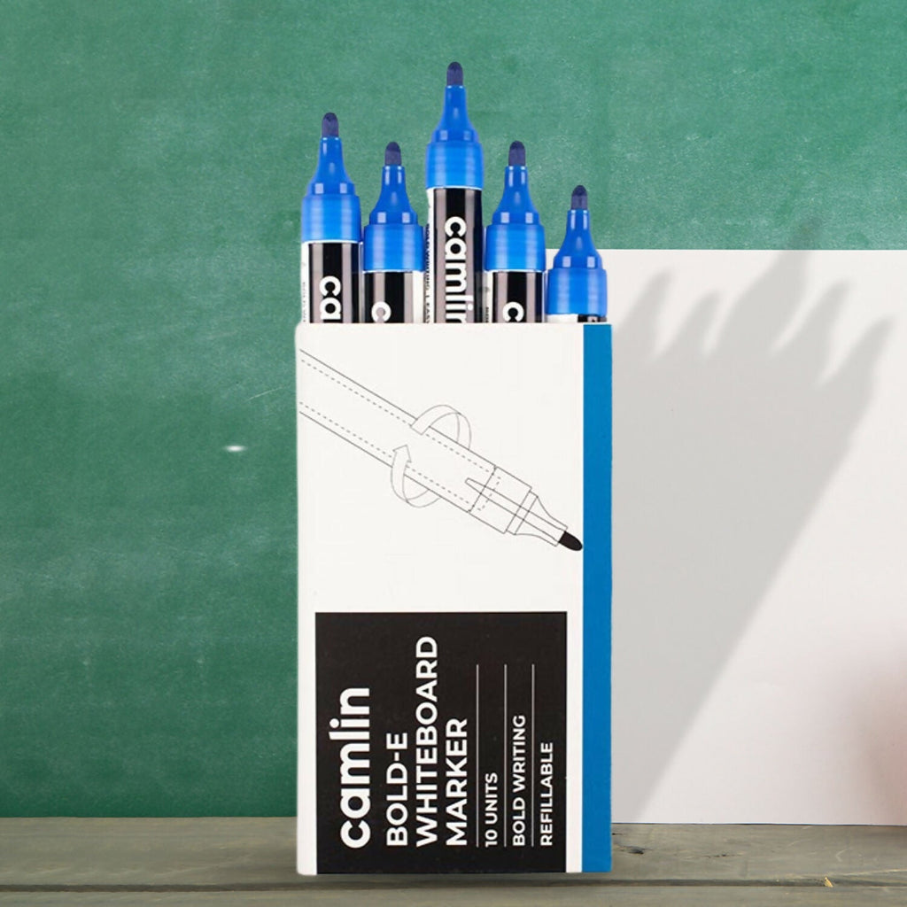 ALVENZA Whiteboard Marker – Bold, Refillable, Easy Wipe Blue (Pack of 10)