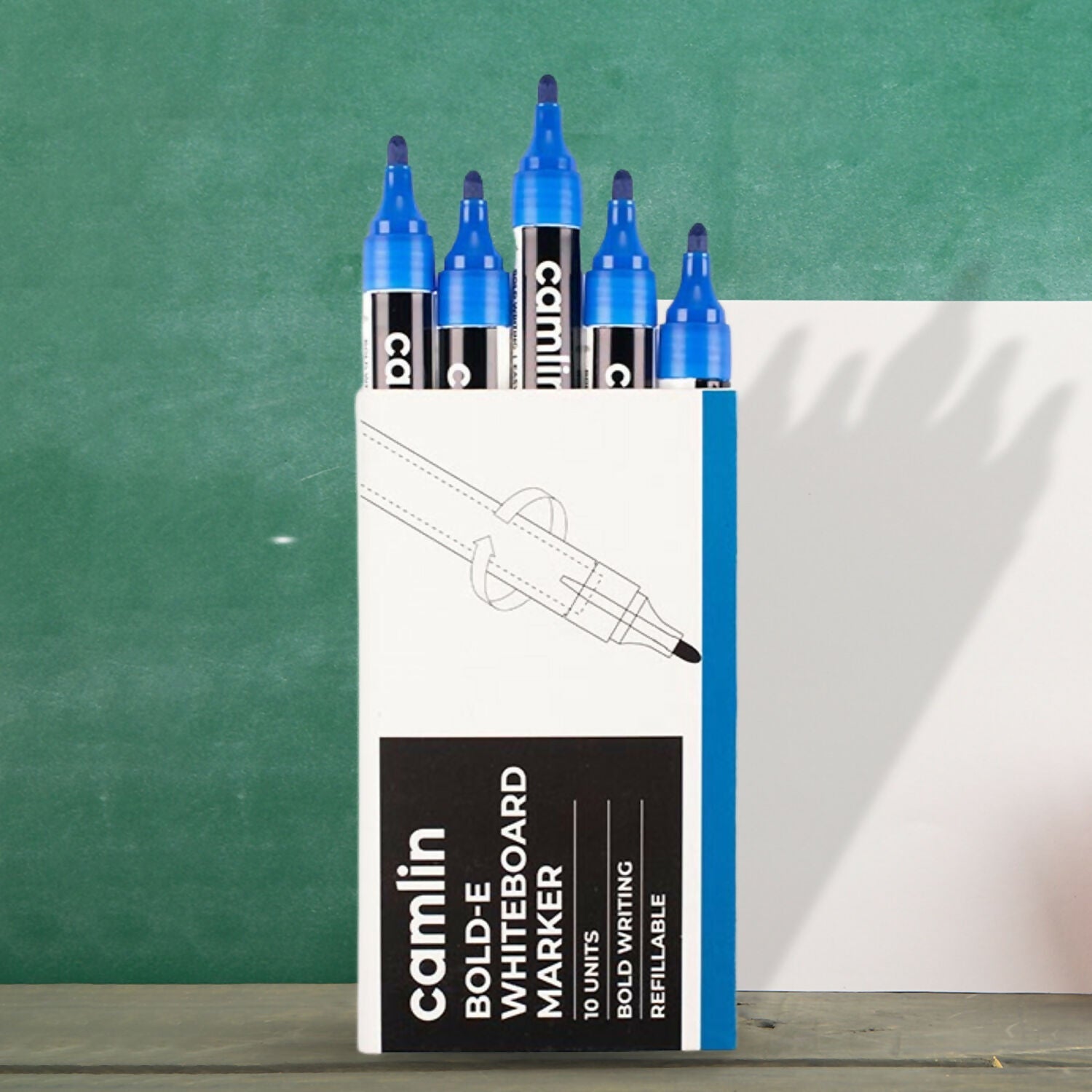 ALVENZA Whiteboard Marker – Bold, Refillable, Easy Wipe Blue (Pack of 10)