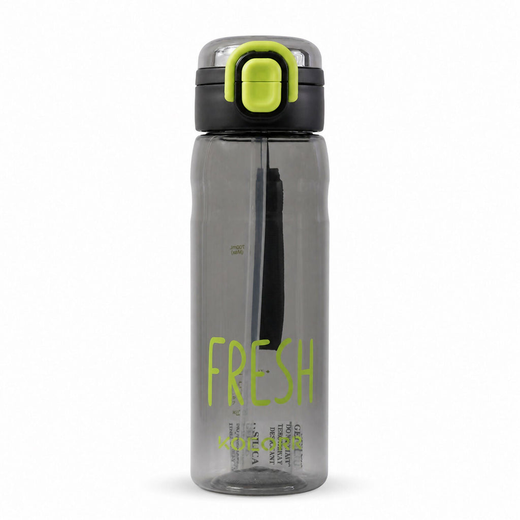 ALVENZA KOLORR Leakproof Sports Water Bottle with Straw & Carry Loop Black (700ML)