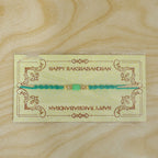 ALVENZA Turquoise Macrame Bracelet Rakhi with Mint Beads, Pearl Accents and Modern Thread