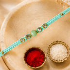ALVENZA Beautiful Pearl and Stone Rakhi with Bright Beads and Elegant Raksha Bandhan Look