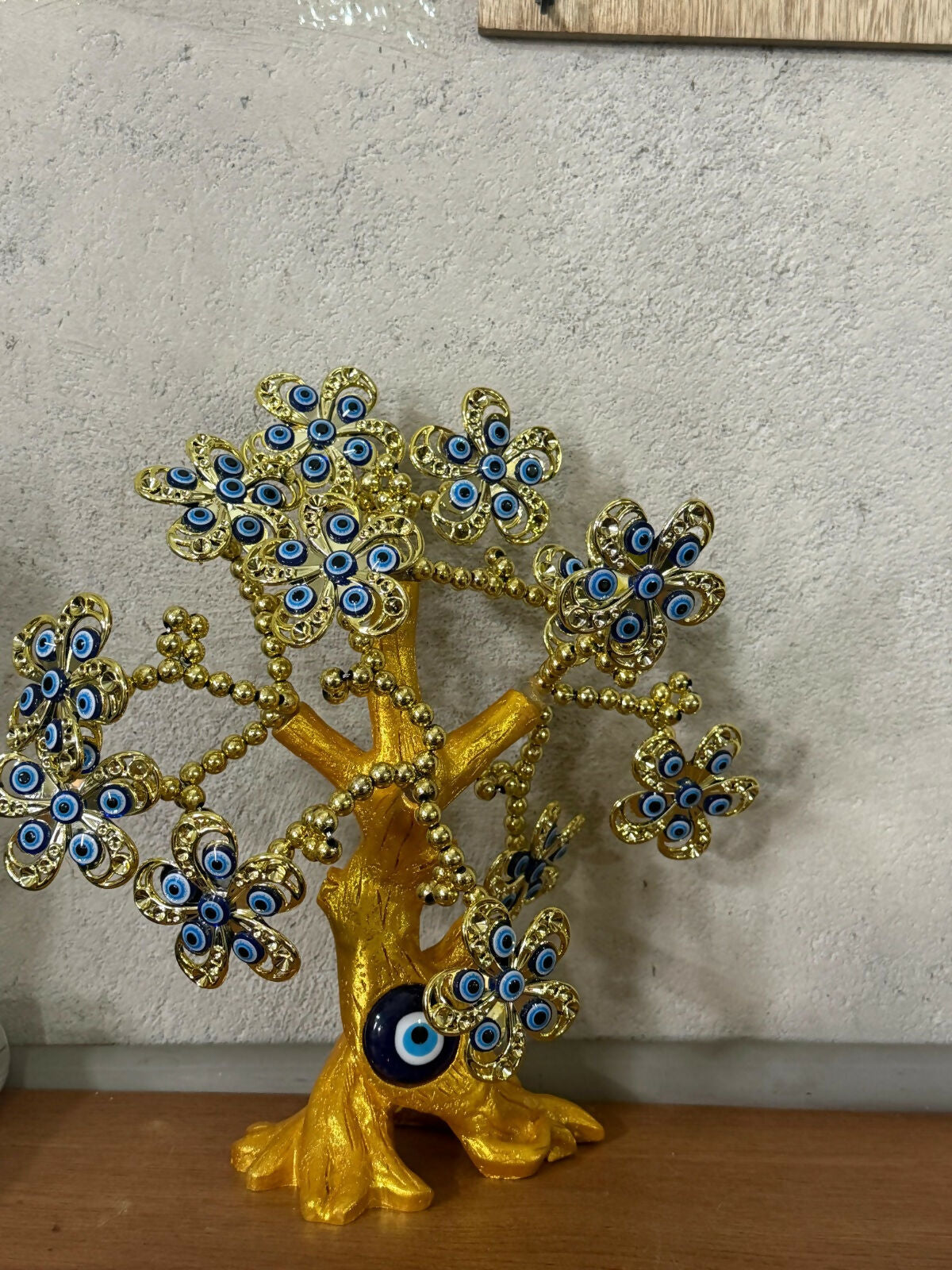 ALVENZA Golden Evil Eye Tree Showpiece – Elegant Home Decor & Protection