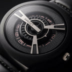 Black Luxury Watch – Elegant Rose-Gold Dial & Leather Strap