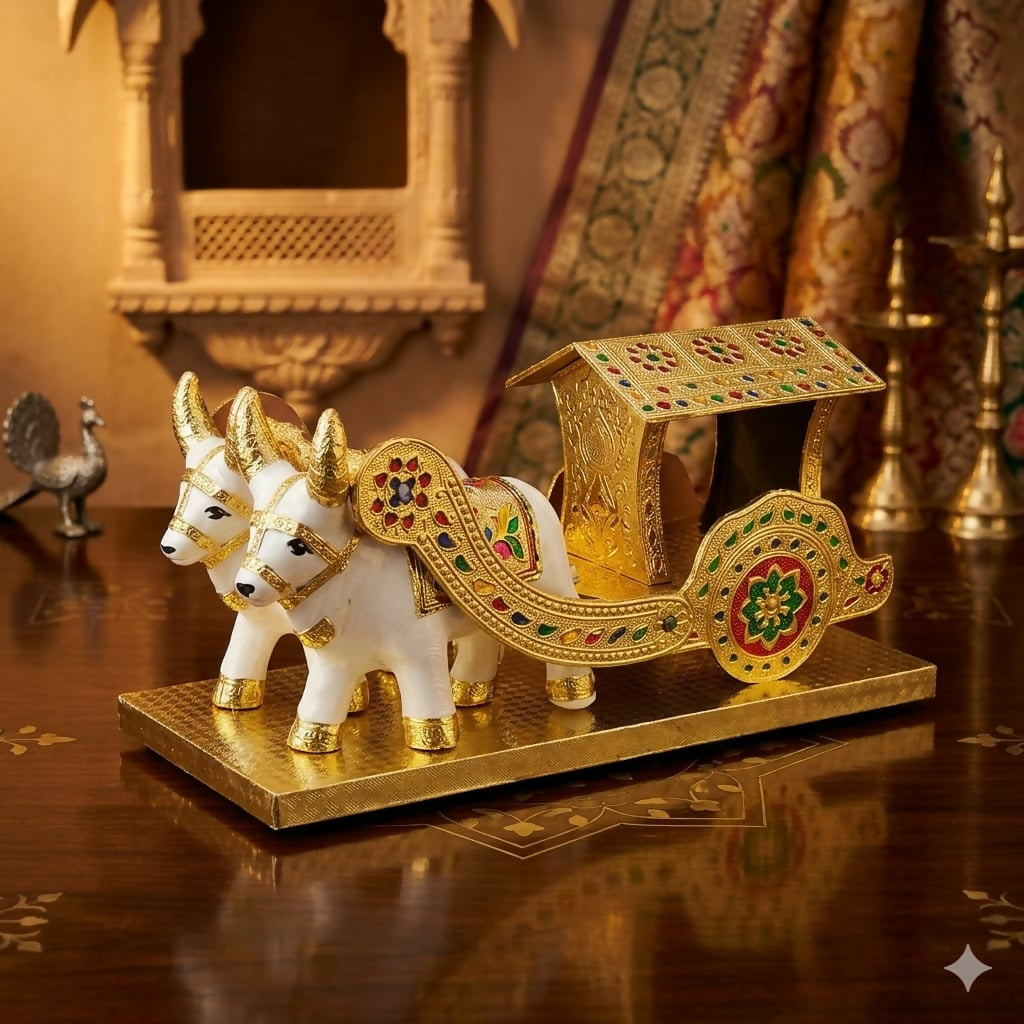 ALVENZA Home Decor Bullock Cart Showpiece – Elegant Indian Handicraft