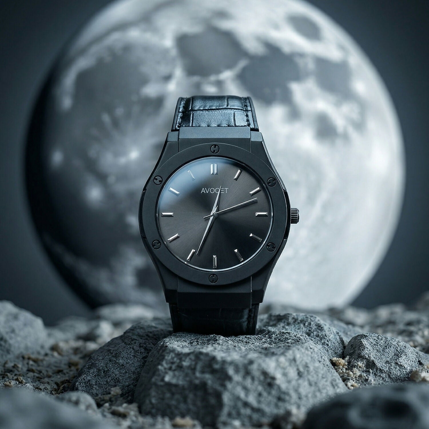 Black Analog Wrist Watch – Elegant Leather Strap & Minimalist Dial