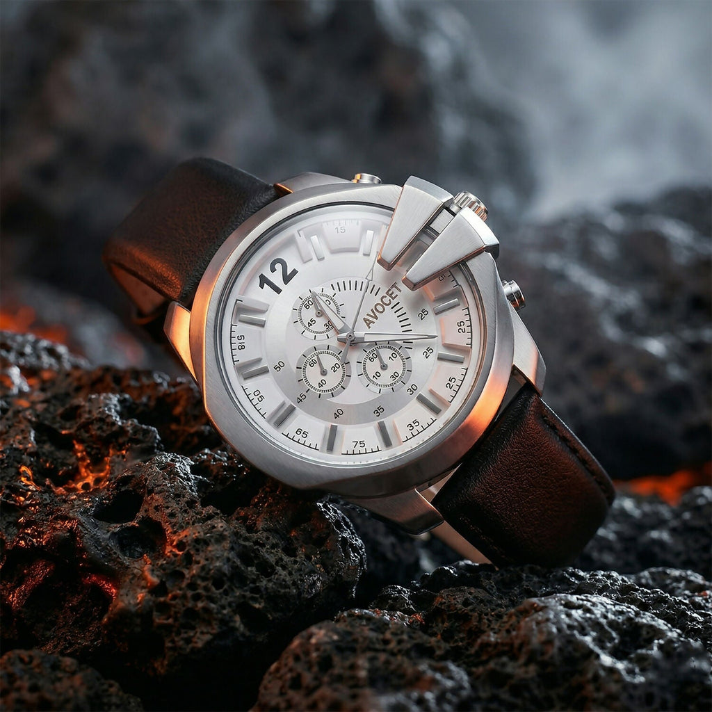 Men's Silver Chronograph Watch – Elegant Multi-Dial Design for Style