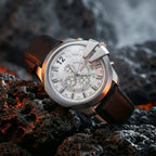 Men's Silver Chronograph Watch – Elegant Multi-Dial Design for Style