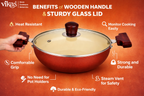 ALVENZA Vikas Ceramic Deep Kadai – Non-Stick & Wooden Handles for Versatile Cooking